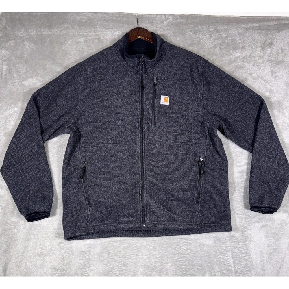 Carhartt Mens Full Zip Sweatshirt Jacket Size L work Polyester Knit - Picture 11 of 11